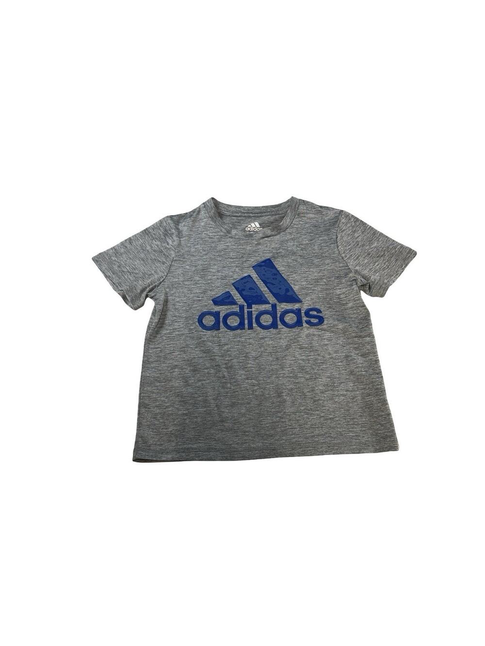 Adidas Toddler 4T Gray Blue Logo Short Sleeve Athletic T-Shirt
